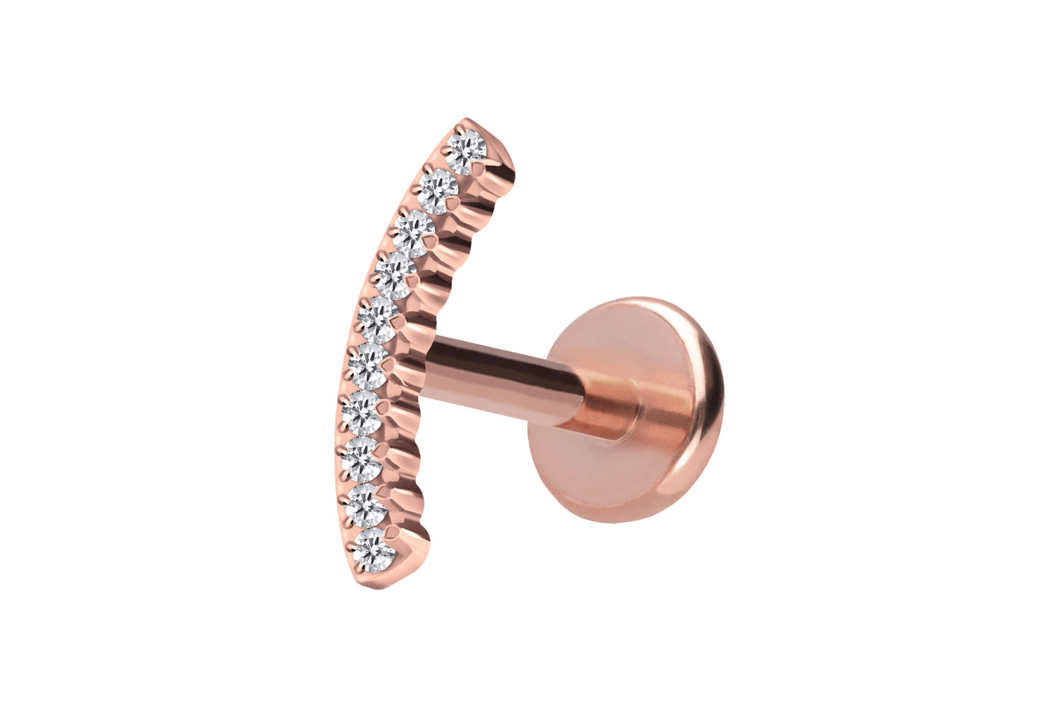 Titan Labret Piercing mit Push Fit KRISTALLBOGEN